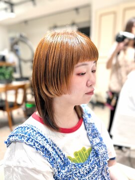 アルクバイネオリーブ 荻窪店(arc by neolive) パツっとウルフスタイル×デザインカラーオレンジブラウン