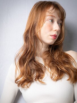 カバーヘア ブリス 上尾西口店(COVER HAIR bliss) □アプリコットオレンジ美髪フェミニンロング415-2上尾20代30代