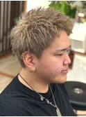 メンズショート×スパイキー×ミルクティーベージュ