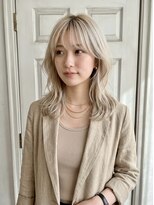 アロマ ヘアー ルーム 新宿店(AROMA hair room)&nbsp;ケアブリーチ/ダブルカラー/ミルクティーブロンド/前髪/新宿