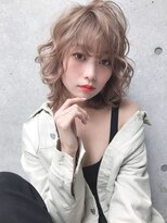 ジーナ 船橋(Zina)&nbsp;小顔セミウェットウェーブピンクベージュハイライトカラー