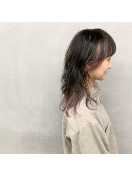 タグ(#tag) #ロングウルフ×ラベンダーセクションカラー