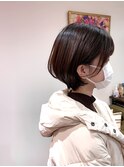 大人可愛い小顔前下がり丸みショートボブ