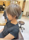 白髪ぼかしハイライト髪質改善スクールカットショートボブ
