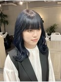 韓国くびれヘア ネイビーブルー