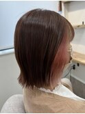 【seina】切りっぱなしボブ×ピンクインナー
