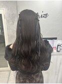 リボンねじりハーフツインアレンジ