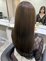 小顔ワンカールレイヤーカットデジタルパーマチェリーブラウン