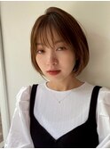 小顔カット　ふんわりレイヤーボブ　内巻き　マロンブラウン1