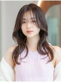 ミディアムレイヤー/大人可愛い/髪質改善/シースルーバング