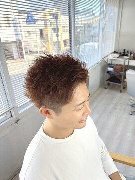 メンズツーブロ/レッド/バイカラー／メンズカット/メンズカラー