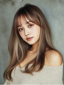 似合わせ◎錦糸町ハイライトホワイトベージュミディアム　錦糸町