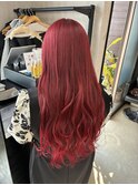 ワインレッド　ダブルカラー　チェリーレッド　ブリーチカラー