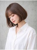 愛され暗髪内巻きボブ重め肩ラインボブ切りっぱなしミディアム