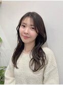 顔まわりレイヤー×柔らかブラウンカラー