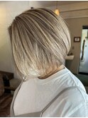 40代50代60代~お手入れ簡単ボブで白髪ぼかしハイライト!!