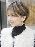 シースルーバングショート/前髪あり/表参道/30代40代50代