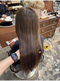 ブリーチなしミルクティーブラウンカラー髪質改善トリートメント