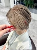 くびれショートボブ40代50代グレイカラー白髪染め白髪ぼかし