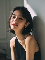ロッソ 大橋店(Rosso) 暗髪のナチュラル耳かけボブ【大橋】