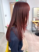 ミュラ(mulah) レイヤーカットロング暖色カラー*艶髪チェリーレッド/明大前