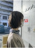 前上がりボブ＋毛先ワンカール