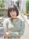 ボブ　ピンク系　イヤリングカラー