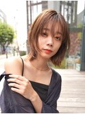 ミディアムレイヤーカットボブウルフ/10代20代/インナーカラー
