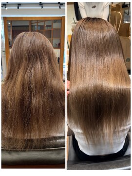 ビューブルー 亀戸錦糸町(VIEW BLUE) 美髪カール縮毛矯正ピンクブラウンエアリーロングセミディ