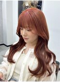ブリーチ/ダブルカラー/レイヤー/韓国/顔まわり/ピンクブラウン