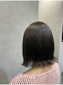 大人可愛い外ハネボブ艶カラーオリーブベージュ小顔レイヤー