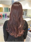 レッドブラウン深みカラーフェミニンロング赤羽美容室シェノン