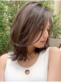 外国人風レイヤーロブチョコレートグレージュ　n7.7.25