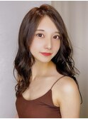 くびれヘアアプリコットオレンジハイライトカラー