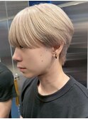 渋谷メンズブリーチカラーシースルーマッシュセンターパート30代