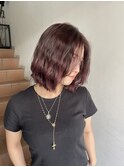 ヘーゼルベージュハイトーンボブ顔まわりレイヤーワイドバング