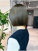 ボブオリーブグレーミディアム韓国ヘア_ba571891