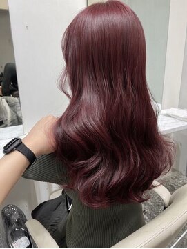 ネハス 名古屋栄店(nehus.) ワインレッドバーガンディブリーチなしダブルカラーレイヤー