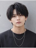 微分けソフトツイストアップバングニュアンスパーマコンマバング