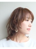 ミディアムウルフ#ベージュ#パーマ #ダメージレスカラー#豊橋