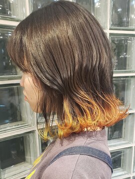 アロー(arrow) オレンジ裾カラーちらっとイエロー【moemi】