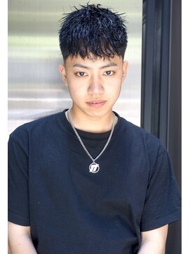 メリケンバーバーショップ コウベ(MERICAN BARBERSHOP KOBE) 七三オールバックツイストパーマかき上げヘアコンマヘア109