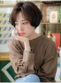 アシンメトリーくせ毛風前髪なしショートTa3川口30代40代50代