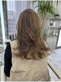 ブリーチなしダブルカラー レイヤーカット　シルキーベージュ