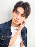 爽やかナチュラルパーマセンターパート清潔感デザインカラー
