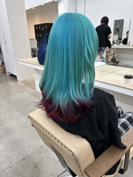 ニュート(Neut ) ターコイズ/エンドカラーレッド/ハイトーン/裾カラー/名古屋