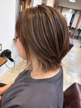リドル ヘアー 駒生店(Riddle HAIR) 外ハネボブ×イヤリングカラー