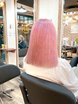 エイト プラット 渋谷2号店(EIGHT plat) コーラルピンク　ケアブリーチダブルカラー　12/30