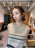 ボブ　ロブ　顔周りカット　前髪カット　オレンジブラウン