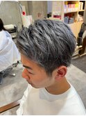 メンズカット ブリーチカラー シルバー バーバーアップスタイル